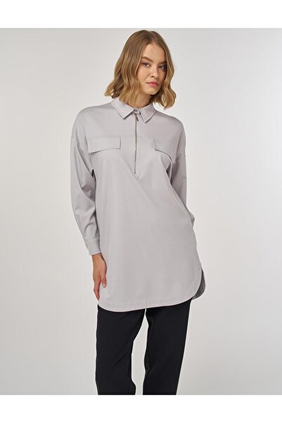 KYR Combed Cotton Tunic with Flap Pocket, Gray