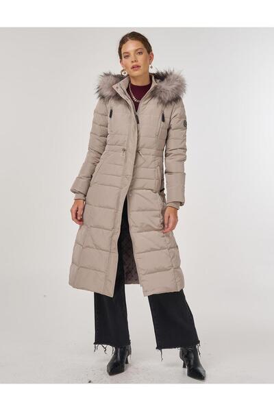 Kayra Waist-Tie Goose down Filled Coat Stone