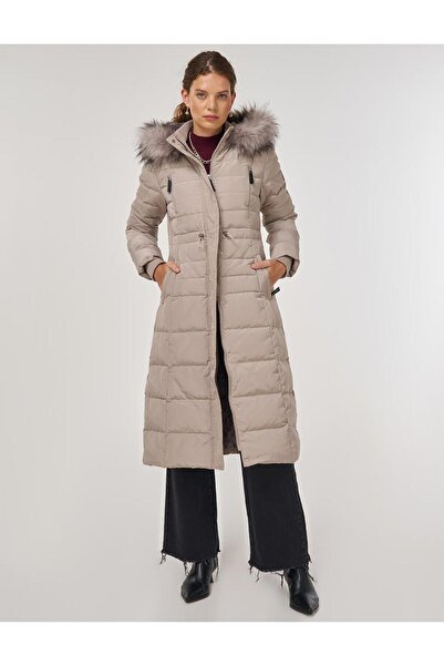 Kayra Waist-Tie Goose down Filled Coat Stone