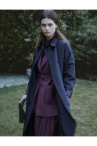 Kayra Buckle Detailed Blazer Jacket Burgundy