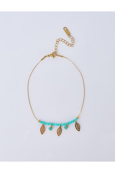 Kayra Leaf Figured Anklet Gold