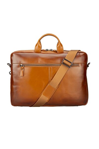 PLM Apollo 15-16 Inch Compatible Leather Laptop Bag Rst2Ef Tan