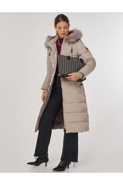 Kayra Waist-Tie Goose down Filled Coat Stone