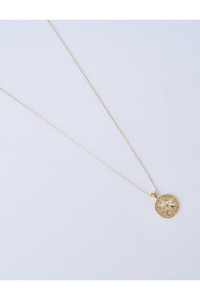 Kayra Pusula Figürlü Kolye Gold