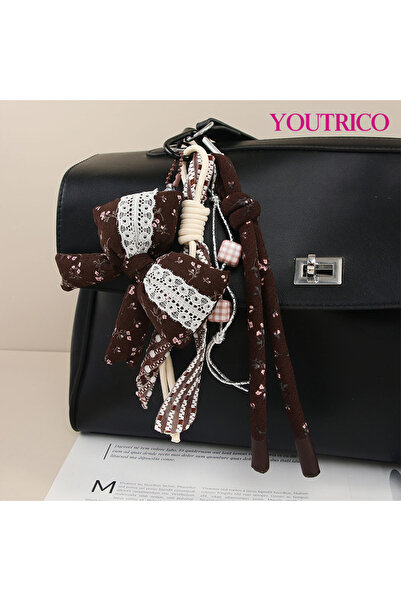 Youtrico Style Fashion Cloth Bow Ornament Accessories Ins Style Beaded Braided Rope Bag Pendant Keychain