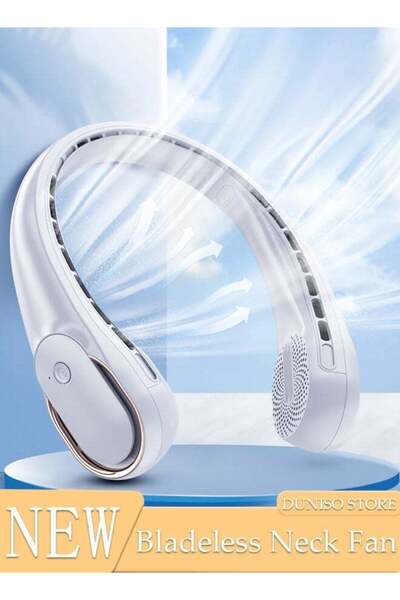 fun zone DUNISO Portable Neck Fan, Hands Free Bladeless Neck Fan, 3 Speeds Adjustable USB Rechargeable Batter