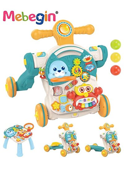 MEBEGIN مشاية أطفال متعددة الوظائف 4 في 1 من وضع الجلوس إلى الوقوف