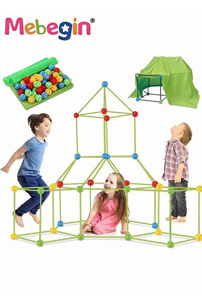 MEBEGIN مجموعة بناء حصن للأطفال مع 176 عصا و88 كرة