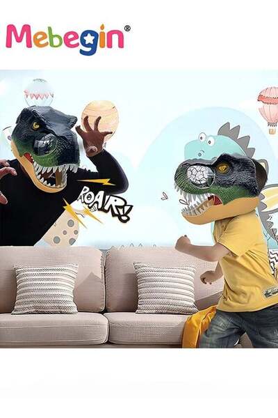 MEBEGIN قناع ديناصور بعيون مضيئة، وزئير ديناصور وصوت مكتوم، قناع حيوان واقعي مع