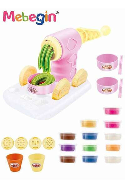 MEBEGIN 33PCS Kids Noodle Machine Dough Kit, Color Dough Kitchen Creations Set, Fun Safe Playdough S