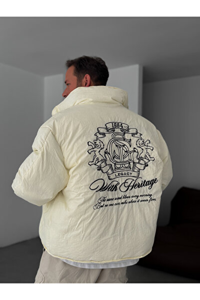 BYBASICMAN Екрю Heritage Вишитий пуховик G-5754