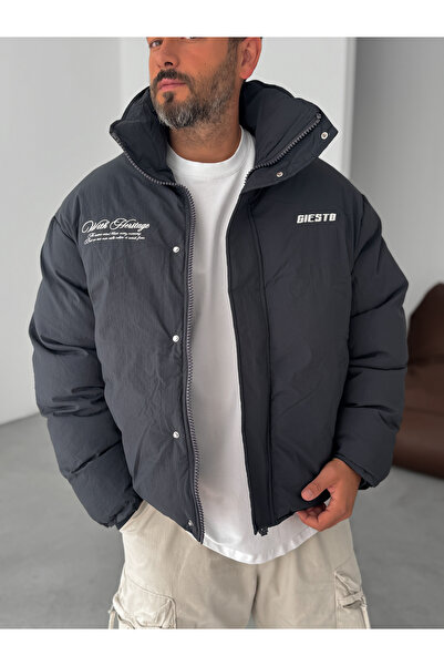 BYBASICMAN Бродирана пухена яке Anthracite Heritage G-5754