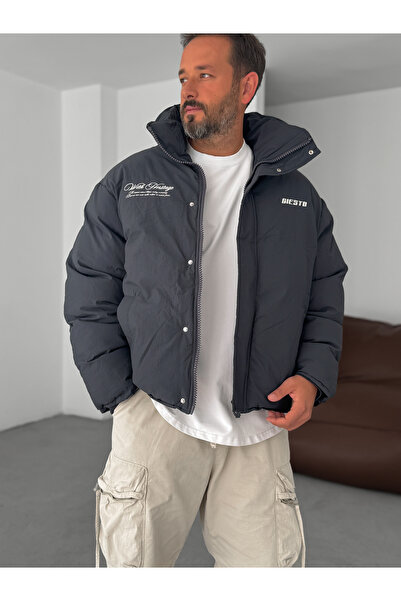 BYBASICMAN Бродирана пухена яке Anthracite Heritage G-5754