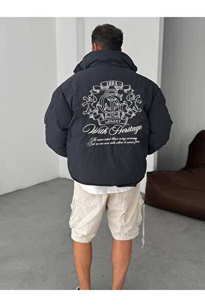 BYBASICMAN Φουσκωτό παλτό με κέντημα Anthracite Heritage G-5754