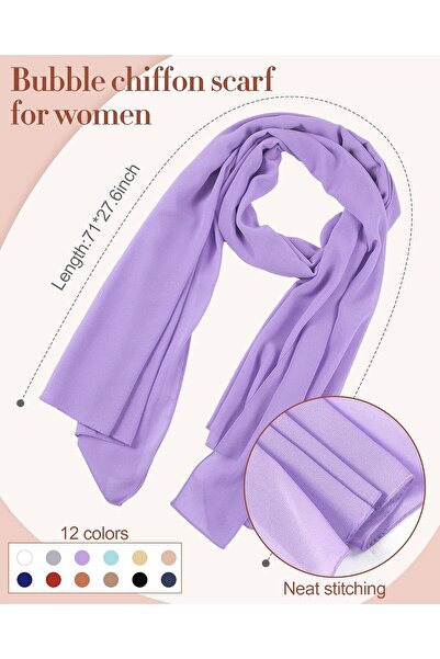 Generic Wesiti 12 Pcs Women Chiffon Silk Scarf Shawl Wrap Soft Lightweight Solid Color Chiffon Hijab Scarf L