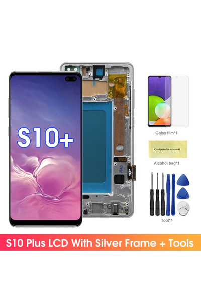Choice4 إطار فضي S10Plus مع إطار لهاتف Galaxy S10 Plus S10+ G975 G975F شاشة L...