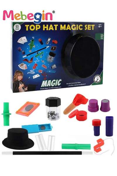 MEBEGIN مجموعة سحرية كلاسيكية مع قبعة وأدوات سحرية غنية، صندوق سحري مذهل مع م...
