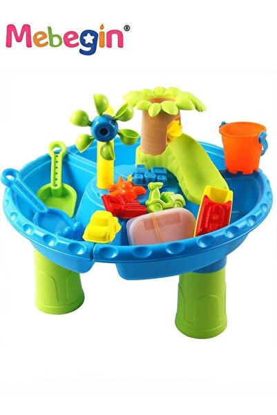 MEBEGIN مجموعة طاولة الرمل والماء 22 قطعة مع ملحقات غنية، لعبة شاطئ ملونة، لع...