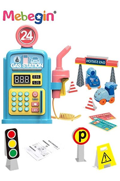 MEBEGIN مجموعة محطة وقود مع سيارتين وأدوات متعددة