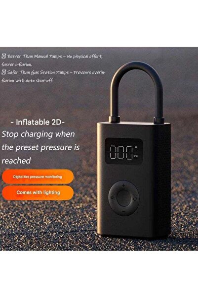 NIBEMINENT ضاغط هواء ميجيا المحمول ٢ اللاسلكي - منفاخ إطارات صغير، ١٥٠ رطل لكل بوصة مربعة، منفذ USB-C، أسود