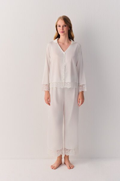 SUWEN Honey Shirt Collar Pajama Set