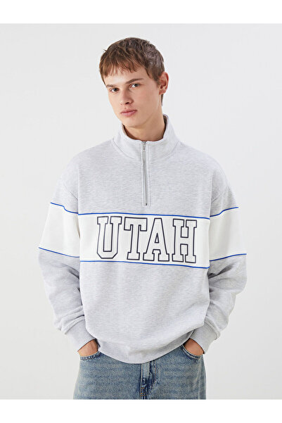 LC Waikiki Plus New Season Stand Collar Color Block Men's Sweatshirt