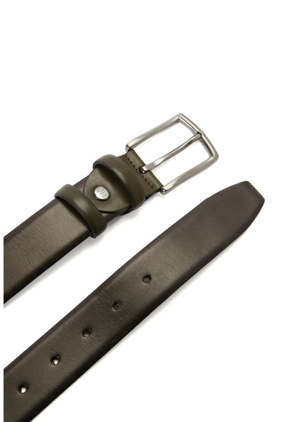 George Hogg Haki Erkek Deri Kemer