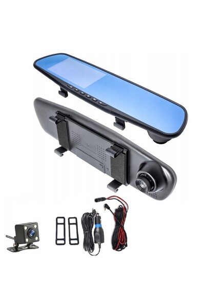 zola Rearview mirror with front-rear camera, Full HD, 170°, G-sensor, night vision, 30.5x8.5 cm