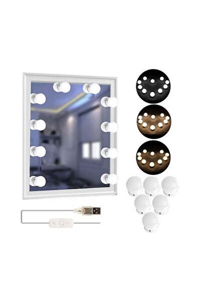 Generic 10 مصابيح LED قابلة للتعتيم للمرآة باللون الأبيض 45x45x51 سم