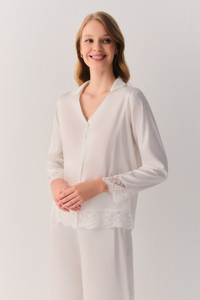 SUWEN Honey Shirt Collar Pajama Set