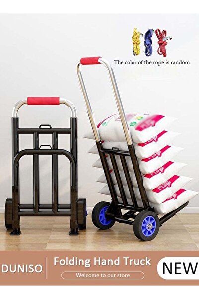 fun zone DUNISO Folding Home Moving Trailer, Light Portable Trolley with 3 Elastic cord, Folding Hand Truck,