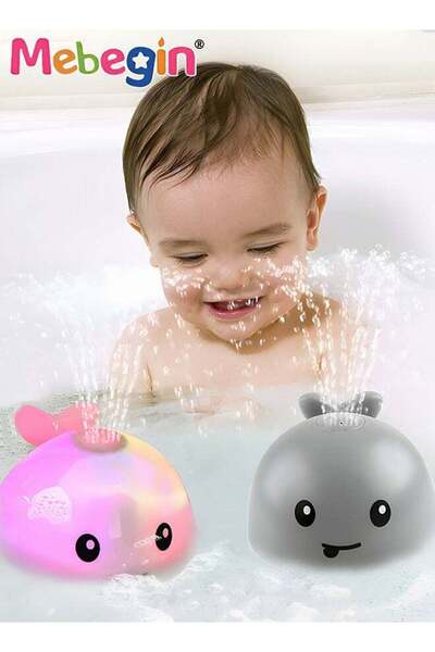 MEBEGIN لعبة رش الماء على شكل حوت مع إضاءة LED