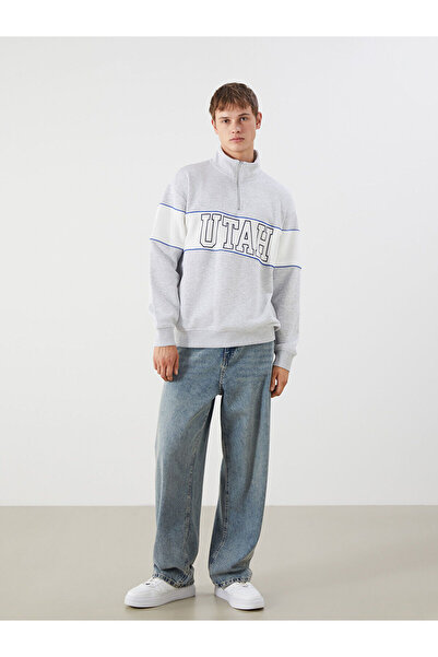 LC Waikiki Plus New Season Stand Collar Color Block Men's Sweatshirt