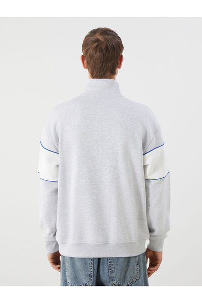 LC Waikiki Plus New Season Stand Collar Color Block Men's Sweatshirt