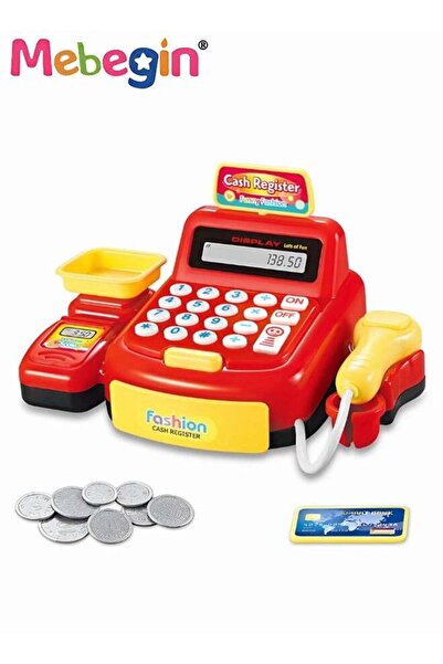 MEBEGIN لعبة أمين الصندوق التظاهري مع جهاز تسجيل نقدي وماسح ضوئي