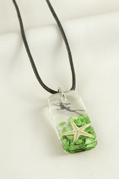 TakÇalıştır قلادة إيبوكسي مستطيلة الشكل من زيركون مرصّع بالأحجار بتصميم أنيق