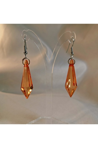 Crystal Atelier Orange Crystal Bead Long Dangle Elegant Women's Earrings - Orange Long Dangle Stylish Crystal Earrings