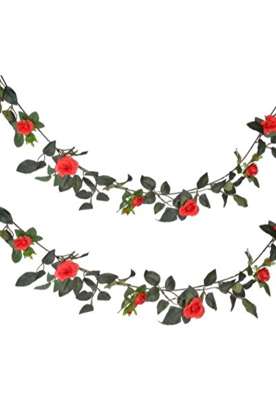 Davida Dreams Ghirlanda decorativa, trandafiri rosii cu frunze verzi, lungime...