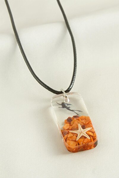 TakÇalıştır قلادة إيبوكسي مستطيلة الشكل من زيركون مرصّع بالأحجار بتصميم أنيق