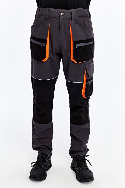 Uniprom Work Trousers Lisbon Plus Model Multi-Pocket Blend Fabric Smoked