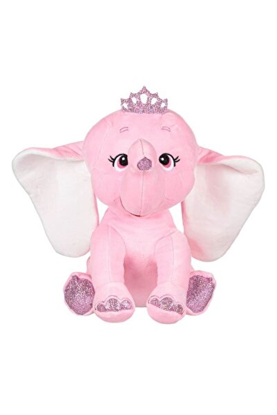 OEM Plush Toy Pink Elephant Silver Glitter Crown 32cm
