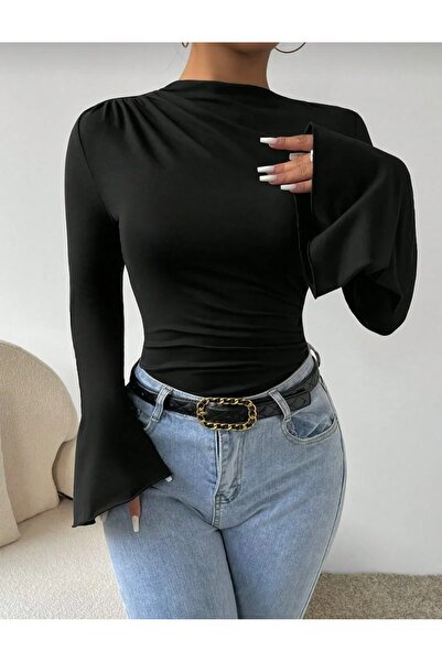 Butik Beyza Μπλούζα από ελαστικό ύφασμα Sandy με ισπανικά μανίκια