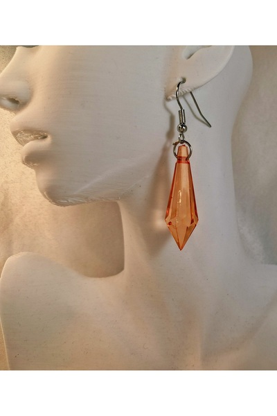 Crystal Atelier Orange Crystal Bead Long Dangle Elegant Women's Earrings - Orange Long Dangle Stylish Crystal Earrings