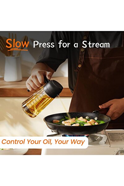 RELAXY Borosilicate Glass Oil Dispenser for Kitchen, 16oz Capacity, TrendPlain