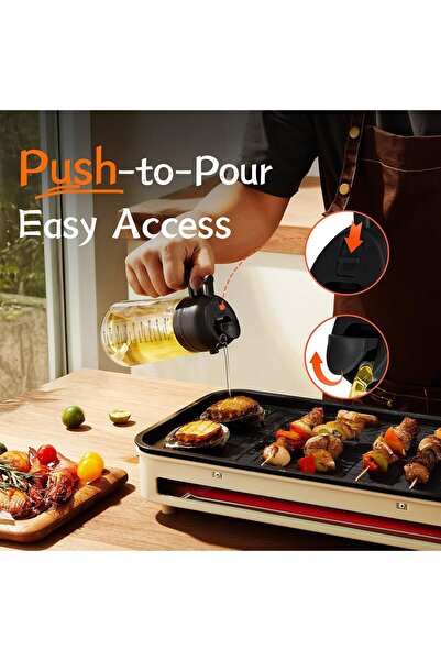 RELAXY Borosilicate Glass Oil Dispenser for Kitchen, 16oz Capacity, TrendPlain