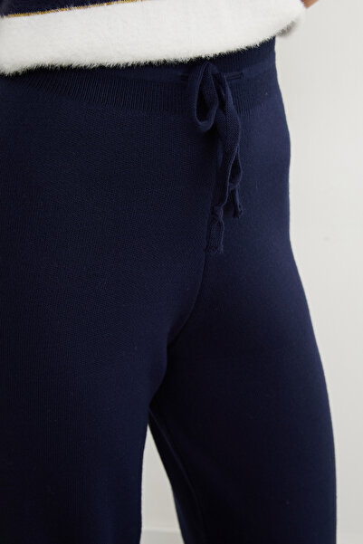 Fulla Moda Beli Lastikli Palazzo Triko Pantolon