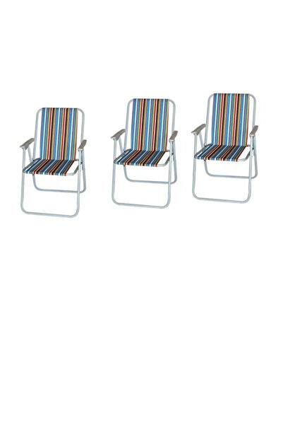 Generic مجموعة كراسي تخييم قابلة للطي من 3 قطع، مصنوعة من قماش أكسفورد مع أرجل معدنية - 45×45×80 سم