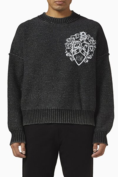 COLE BUXTON Collegiate Crest Sweater, Dark Gray Cotton, Reversible & Vintage ...