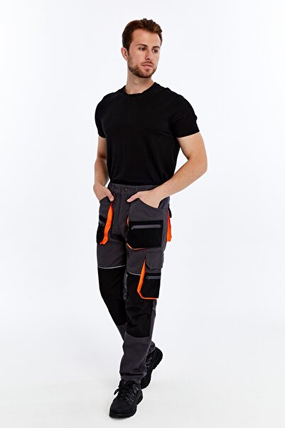 Uniprom Work Trousers Lisbon Plus Model Multi-Pocket Blend Fabric Smoked