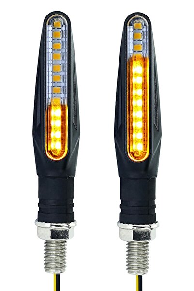 zola Set of 2 LED motorcycle signal lights, plastic, 9.5x2cm, black